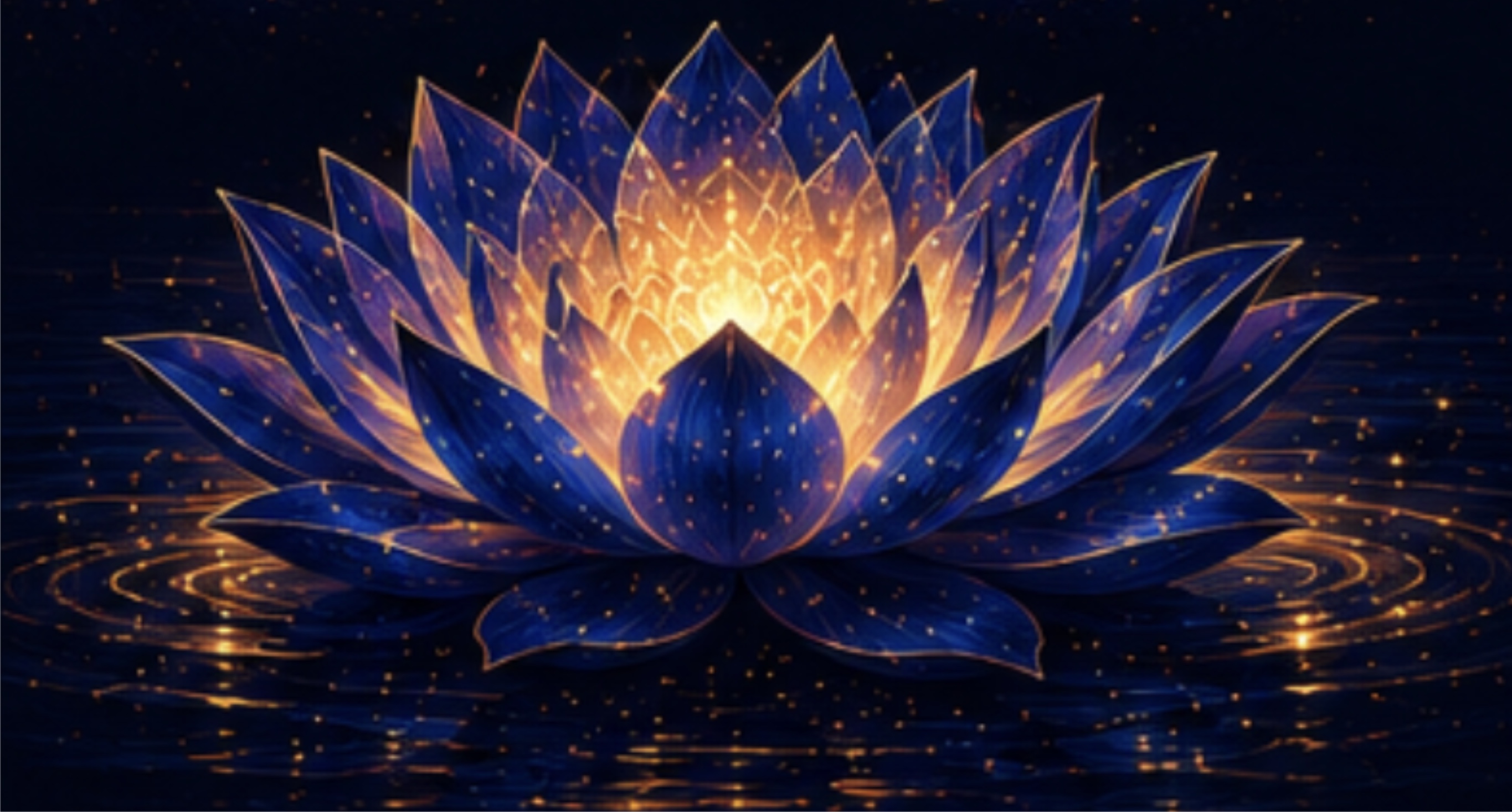 Glowing blue and gold lotus